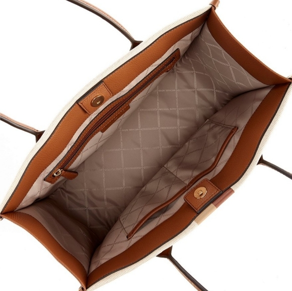 MICHAEL KORS HEIDI TWO TONE CANVAS TOTE BAG NWT - Picture 6 of 6